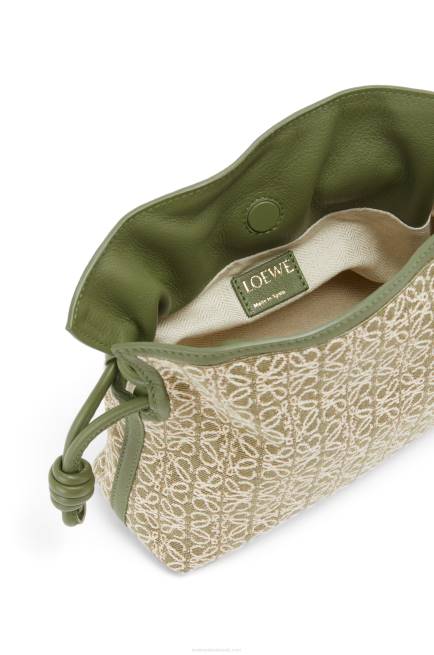 Green/Avocado Green Mini Flamenco clutch in Anagram jacquard and calfskin Loewe 84PR291 Women