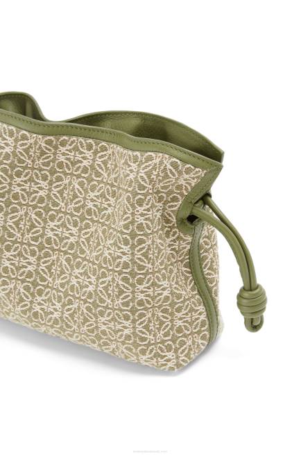 Green/Avocado Green Mini Flamenco clutch in Anagram jacquard and calfskin Loewe 84PR291 Women