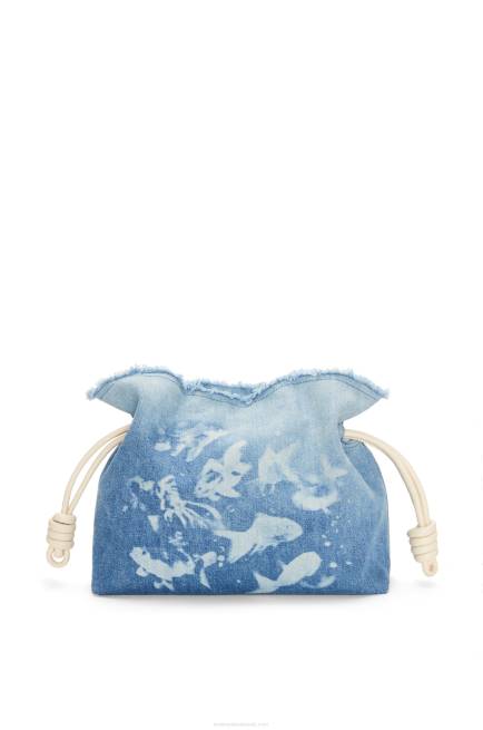 Light Blue/Ivory Flamenco clutch in denim Loewe 84PR534 Women