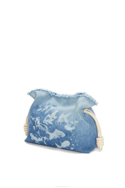 Light Blue/Ivory Flamenco clutch in denim Loewe 84PR534 Women