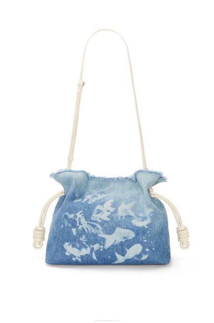 Light Blue/Ivory Flamenco clutch in denim Loewe 84PR534 Women