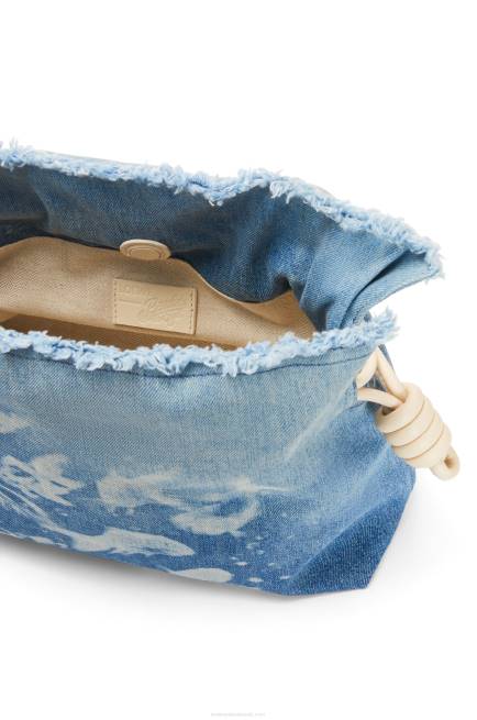 Light Blue/Ivory Flamenco clutch in denim Loewe 84PR534 Women