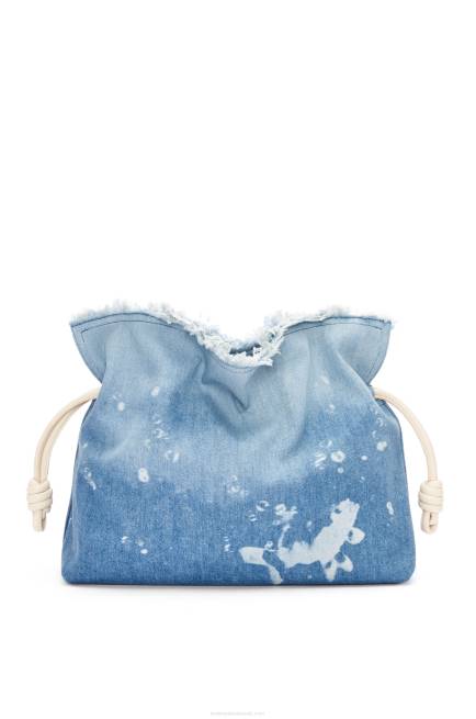 Light Blue/Ivory Large Flamenco clutch in denim Loewe 84PR391 Women