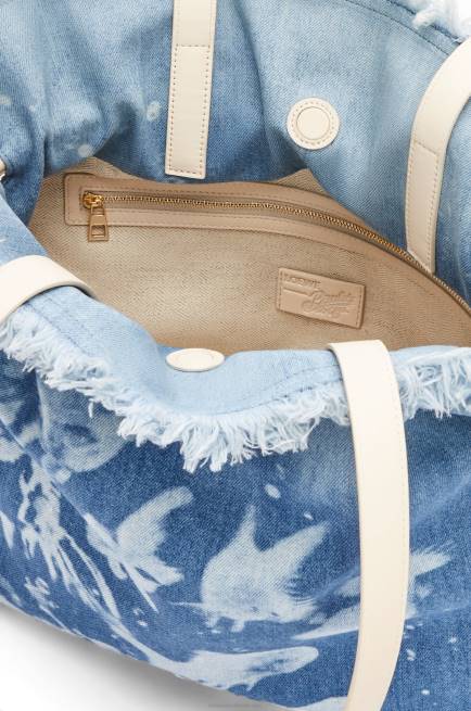 Light Blue/Ivory Large Flamenco clutch in denim Loewe 84PR391 Women