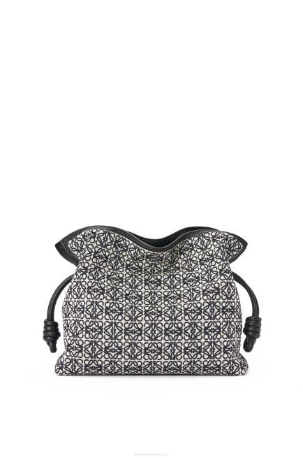 Navy/Black Flamenco clutch in Anagram jacquard and calfskin Loewe 84PR543 Women
