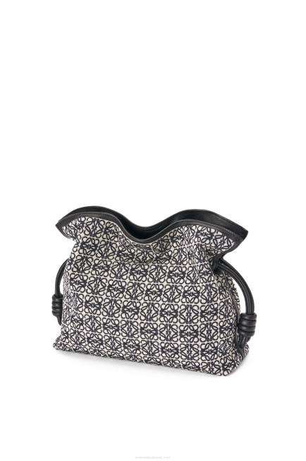 Navy/Black Flamenco clutch in Anagram jacquard and calfskin Loewe 84PR543 Women