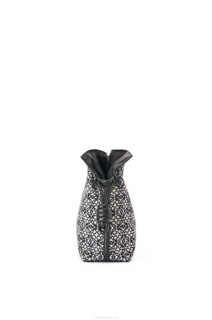 Navy/Black Flamenco clutch in Anagram jacquard and calfskin Loewe 84PR543 Women