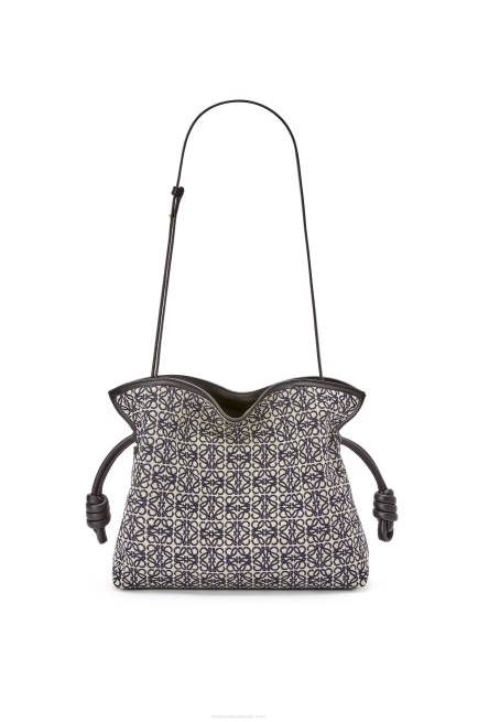 Navy/Black Flamenco clutch in Anagram jacquard and calfskin Loewe 84PR543 Women