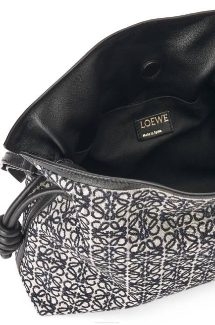 Navy/Black Flamenco clutch in Anagram jacquard and calfskin Loewe 84PR543 Women