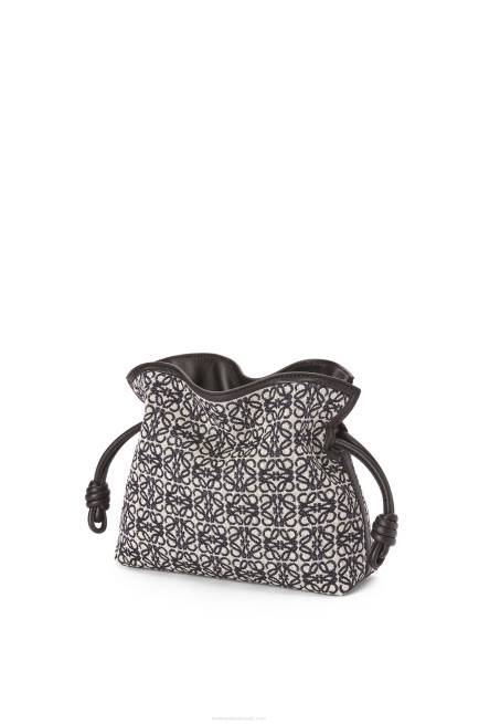 Navy/Black Mini Flamenco clutch in Anagram jacquard and calfskin Loewe 84PR292 Women