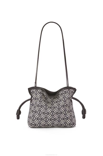 Navy/Black Mini Flamenco clutch in Anagram jacquard and calfskin Loewe 84PR292 Women