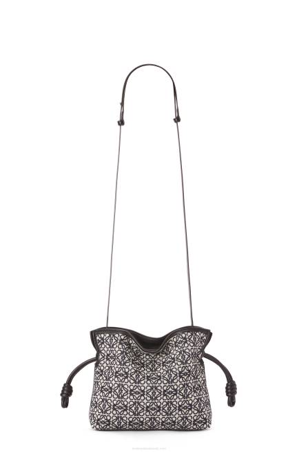 Navy/Black Mini Flamenco clutch in Anagram jacquard and calfskin Loewe 84PR292 Women