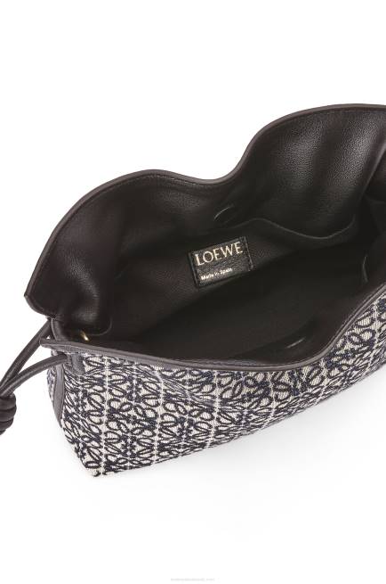Navy/Black Mini Flamenco clutch in Anagram jacquard and calfskin Loewe 84PR292 Women