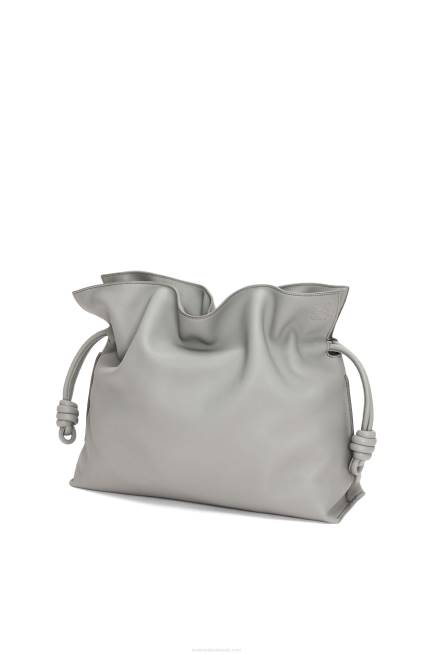 Pearl Grey Large Flamenco clutch in nappa calfskin Loewe 84PR189 Women