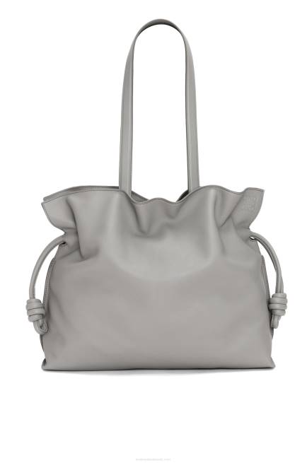 Pearl Grey Large Flamenco clutch in nappa calfskin Loewe 84PR189 Women