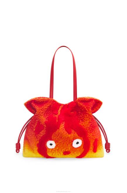 Red Calcifer XL Flamenco clutch in shearling Loewe 84PR444 Women