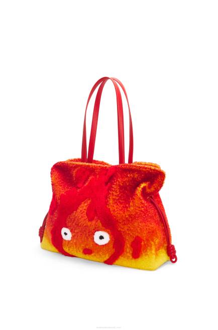 Red Calcifer XL Flamenco clutch in shearling Loewe 84PR444 Women