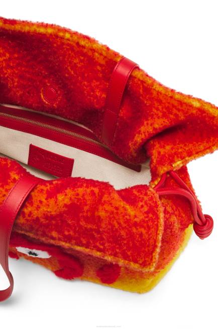 Red Calcifer XL Flamenco clutch in shearling Loewe 84PR444 Women