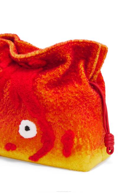 Red Calcifer XL Flamenco clutch in shearling Loewe 84PR444 Women