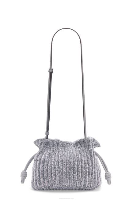Silver Mini Flamenco clutch in lurex textile Loewe 84PR561 Women