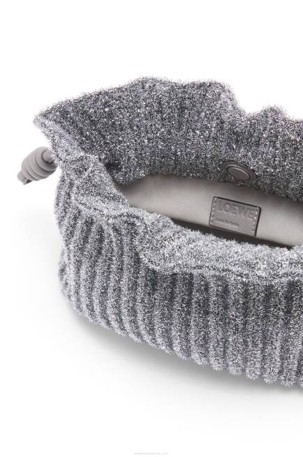 Silver Mini Flamenco clutch in lurex textile Loewe 84PR561 Women