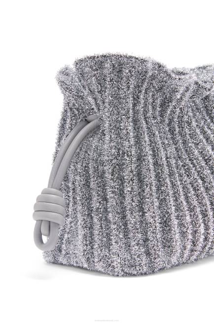 Silver Mini Flamenco clutch in lurex textile Loewe 84PR561 Women