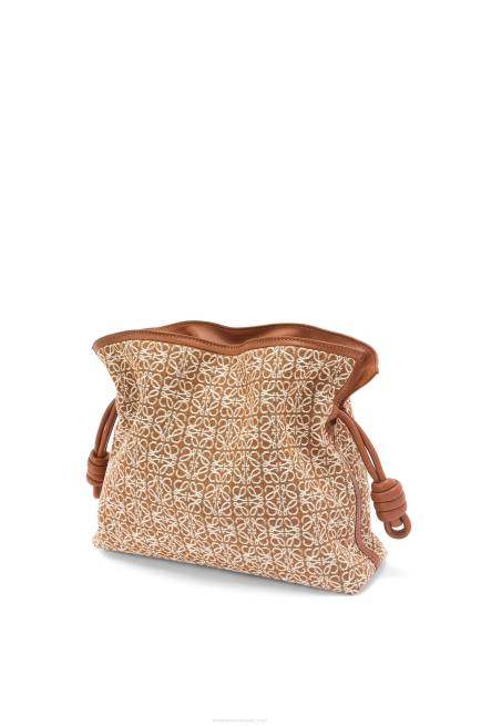 Tan/Pecan Flamenco clutch in Anagram jacquard and calfskin Loewe 84PR486 Women