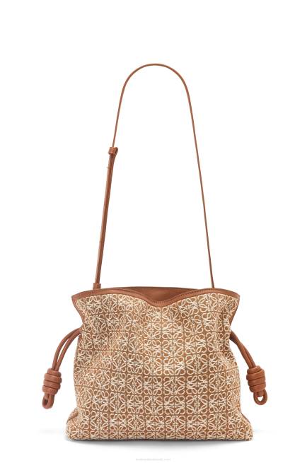 Tan/Pecan Flamenco clutch in Anagram jacquard and calfskin Loewe 84PR486 Women
