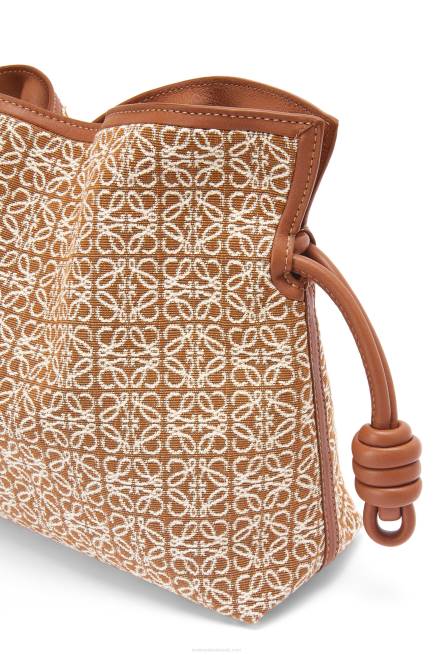 Tan/Pecan Flamenco clutch in Anagram jacquard and calfskin Loewe 84PR486 Women