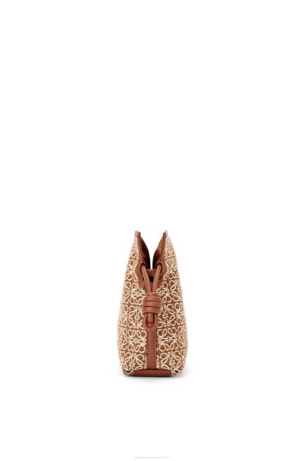 Tan/Pecan Mini Flamenco clutch in Anagram jacquard and calfskin Loewe 84PR310 Women