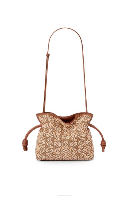Tan/Pecan Mini Flamenco clutch in Anagram jacquard and calfskin Loewe 84PR310 Women