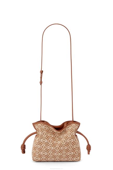 Tan/Pecan Mini Flamenco clutch in Anagram jacquard and calfskin Loewe 84PR310 Women