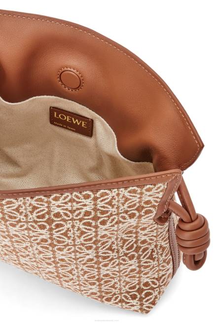 Tan/Pecan Mini Flamenco clutch in Anagram jacquard and calfskin Loewe 84PR310 Women