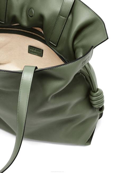 Vintage Khaki Large Flamenco clutch in nappa calfskin Loewe 84PR429 Women