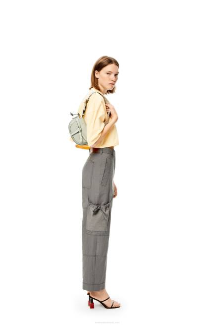 Ash Grey Mini Gate Dual bag in soft calfskin and jacquard Loewe 84PR276 Women