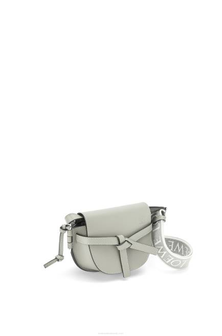 Ash Grey Mini Gate Dual bag in soft calfskin and jacquard Loewe 84PR276 Women