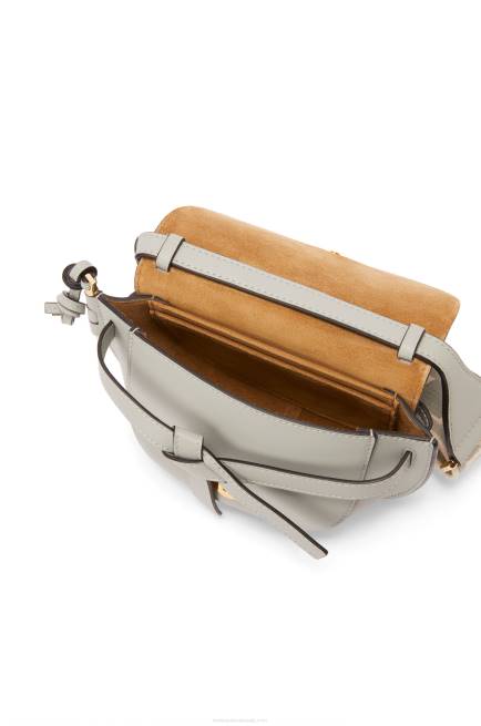 Ash Grey Mini Gate Dual bag in soft calfskin and jacquard Loewe 84PR276 Women