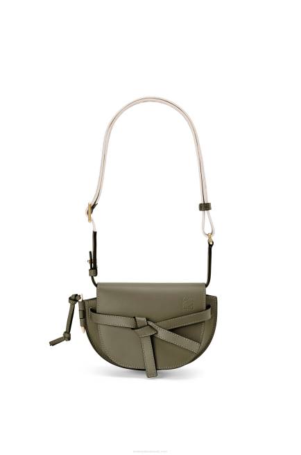 Autumn Green Mini Gate Dual bag in soft calfskin and jacquard Loewe 84PR239 Women