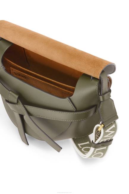 Autumn Green Small Gate bag in soft calfskin and jacquard Loewe 84PR256 Women