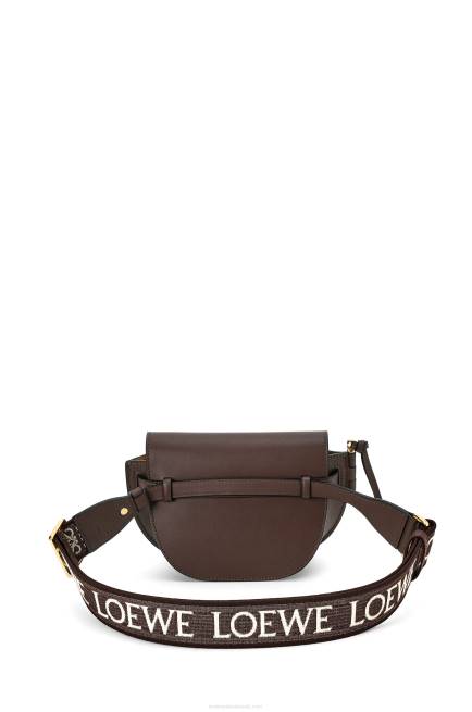 Chocolate Mini Gate Dual bag in soft calfskin and jacquard Loewe 84PR319 Women