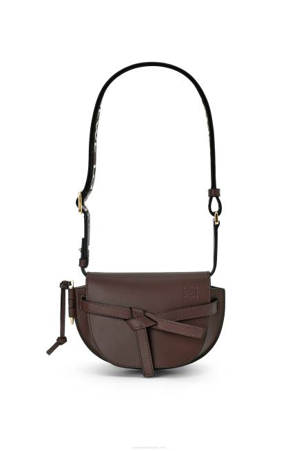 Chocolate Mini Gate Dual bag in soft calfskin and jacquard Loewe 84PR319 Women