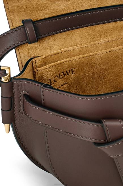 Chocolate Mini Gate Dual bag in soft calfskin and jacquard Loewe 84PR319 Women