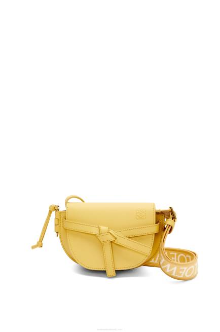 Dark Yellow Mini Gate Dual bag in soft calfskin and jacquard Loewe 84PR262 Women