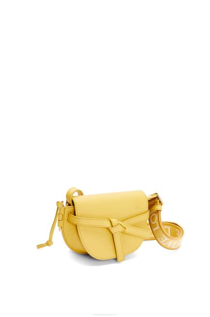 Dark Yellow Mini Gate Dual bag in soft calfskin and jacquard Loewe 84PR262 Women