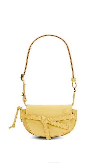 Dark Yellow Mini Gate Dual bag in soft calfskin and jacquard Loewe 84PR262 Women