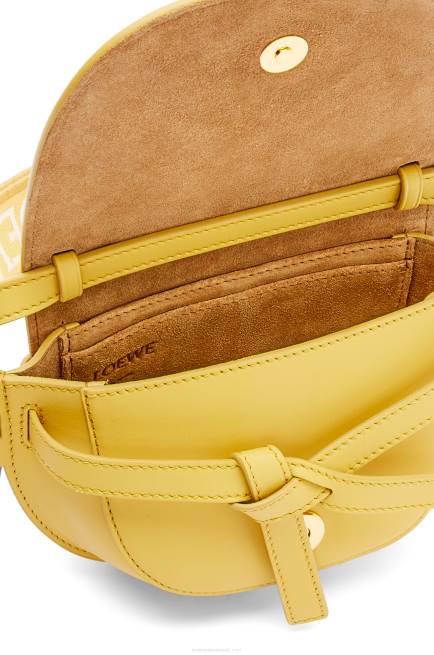 Dark Yellow Mini Gate Dual bag in soft calfskin and jacquard Loewe 84PR262 Women