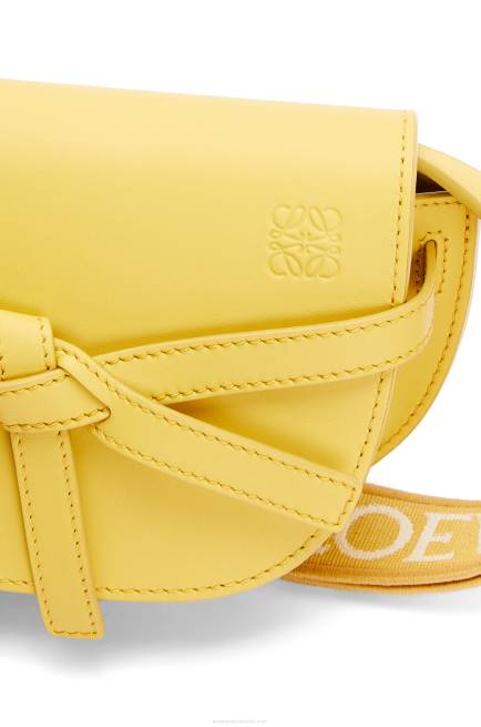 Dark Yellow Mini Gate Dual bag in soft calfskin and jacquard Loewe 84PR262 Women