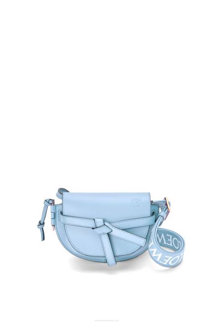 Dusty Blue Mini Gate Dual bag in soft calfskin and jacquard Loewe 84PR194 Women