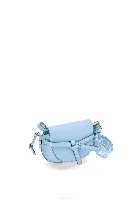 Dusty Blue Mini Gate Dual bag in soft calfskin and jacquard Loewe 84PR194 Women