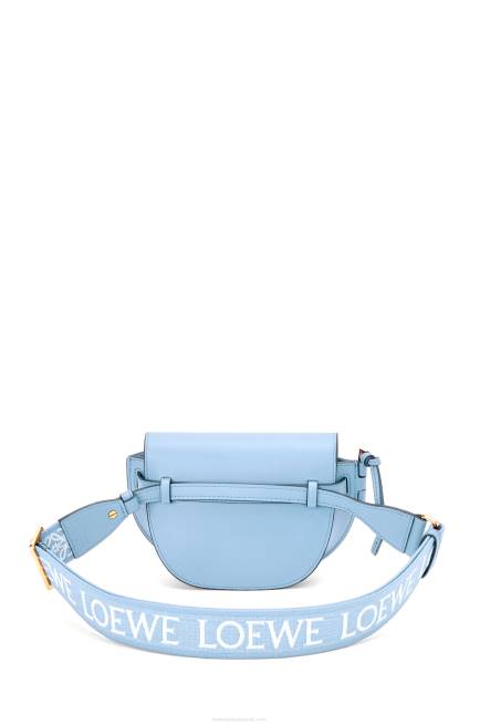 Dusty Blue Mini Gate Dual bag in soft calfskin and jacquard Loewe 84PR194 Women